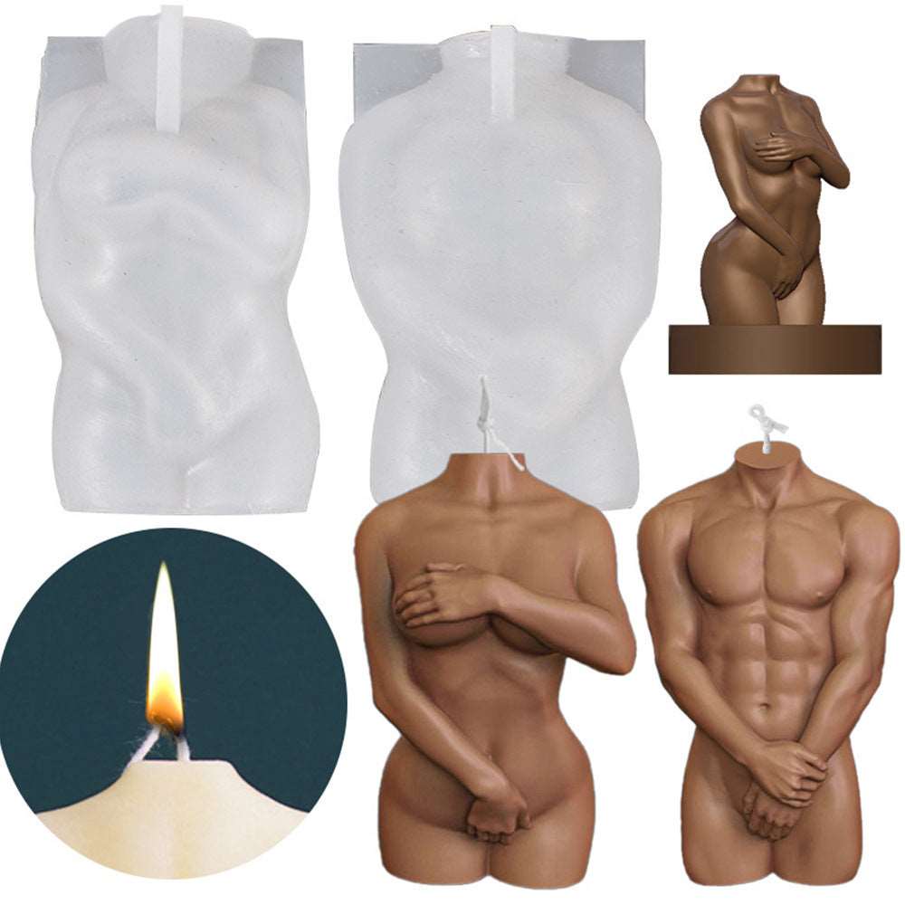 Human Body Silicone Mold Diy Shy Female Holding Hands Male Aroma Candles Human Body Half Body Silicone Mold - Backyard Store