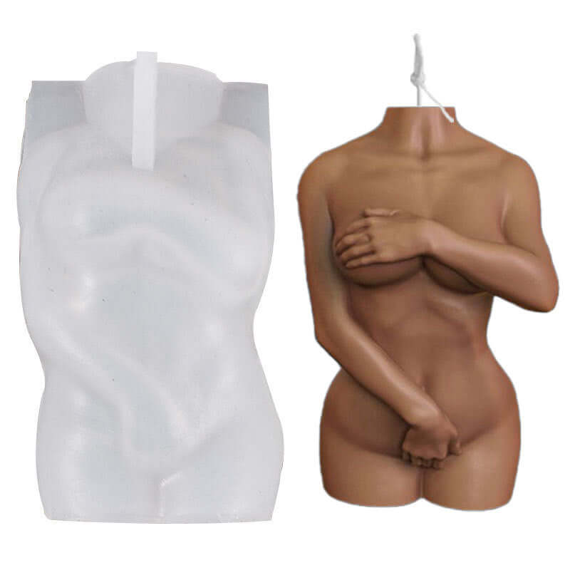 Human Body Silicone Mold Diy Shy Female Holding Hands Male Aroma Candles Human Body Half Body Silicone Mold - Backyard Store