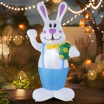 6.2FT LED Cartoon Easter Inflatable Rabbit with Egg – Outdoor Decor by Backyard Storez, perfect for adding a festive touch to your yard or garden.