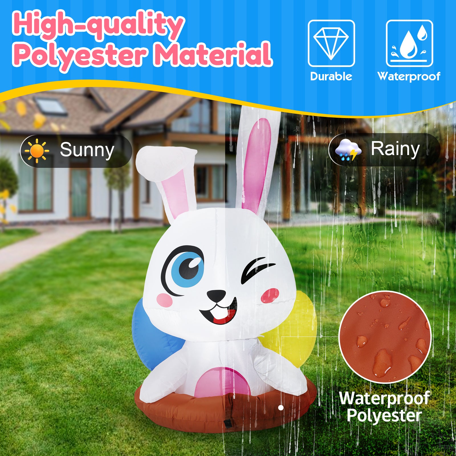 6.2FT LED Cartoon Easter Inflatable Rabbit with Egg – Outdoor Decor by Backyard Storez, perfect for adding a festive touch to your yard or garden.