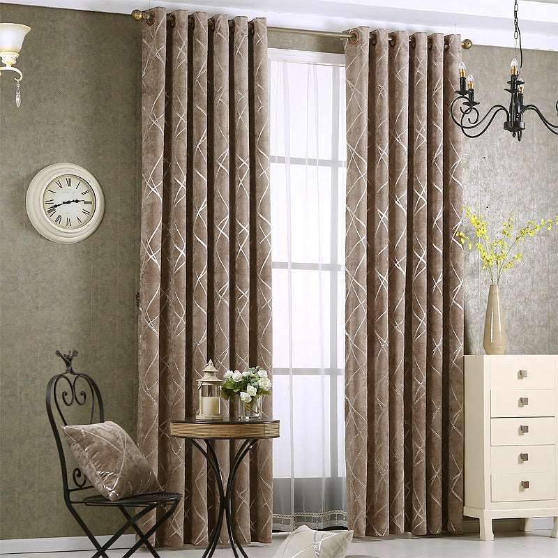 Solid Color Simple Modern Light Luxury Living Room Chenille Blackout Curtains - Backyard Store