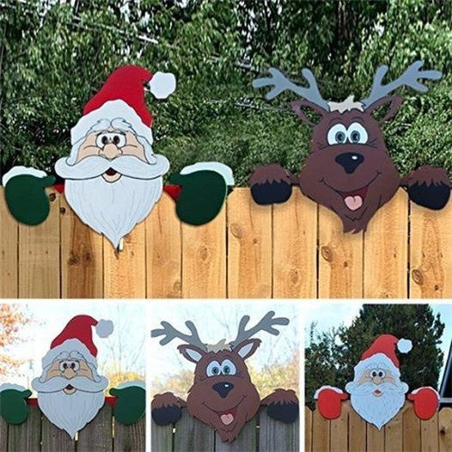 Christmas Themed Fence Garden Top Decoration – Holiday Yard Decor