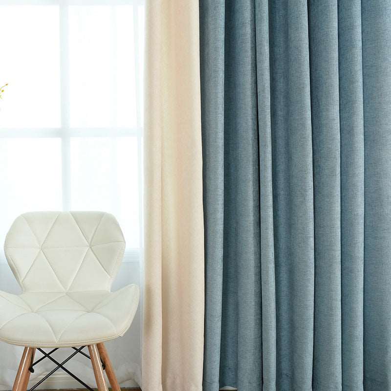 Factory direct stitching simple solid chenille curtain high shading curtain finished living room bedroom curtains - Backyard Store