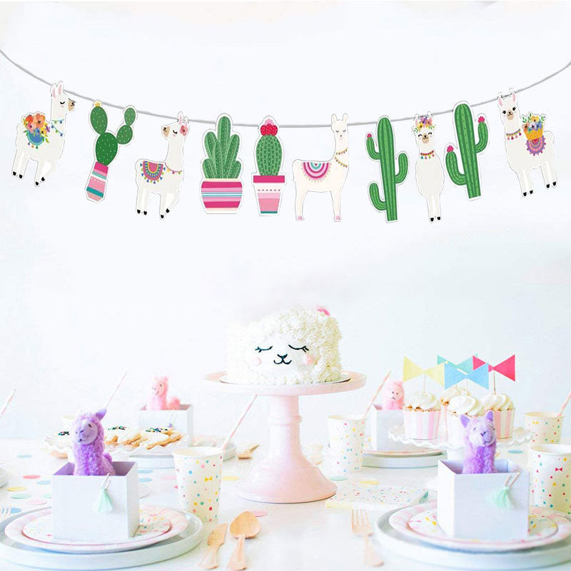 Alpaca Cactus Desert Party Pulls Flag – Fun Outdoor Decor by Backyard Storez, ideal for adding a vibrant and festive touch to any outdoor celebration.