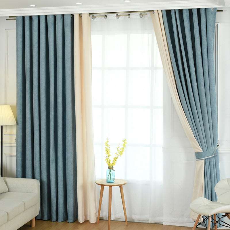 Factory direct stitching simple solid chenille curtain high shading curtain finished living room bedroom curtains - Backyard Store