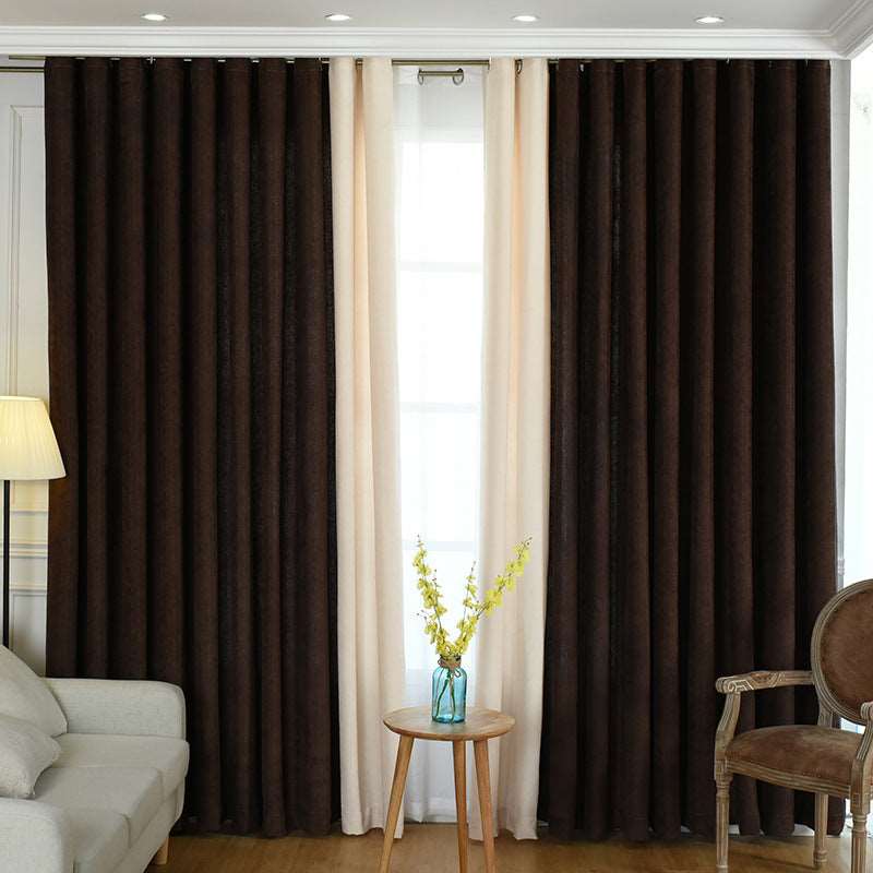 Factory direct stitching simple solid chenille curtain high shading curtain finished living room bedroom curtains - Backyard Store