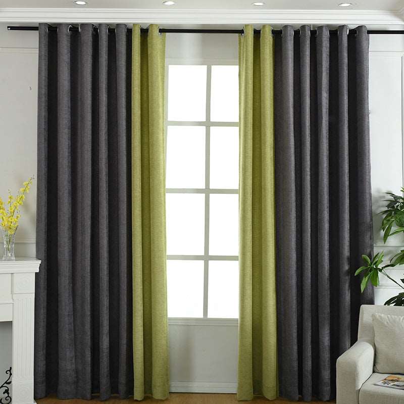 Factory direct stitching simple solid chenille curtain high shading curtain finished living room bedroom curtains - Backyard Store