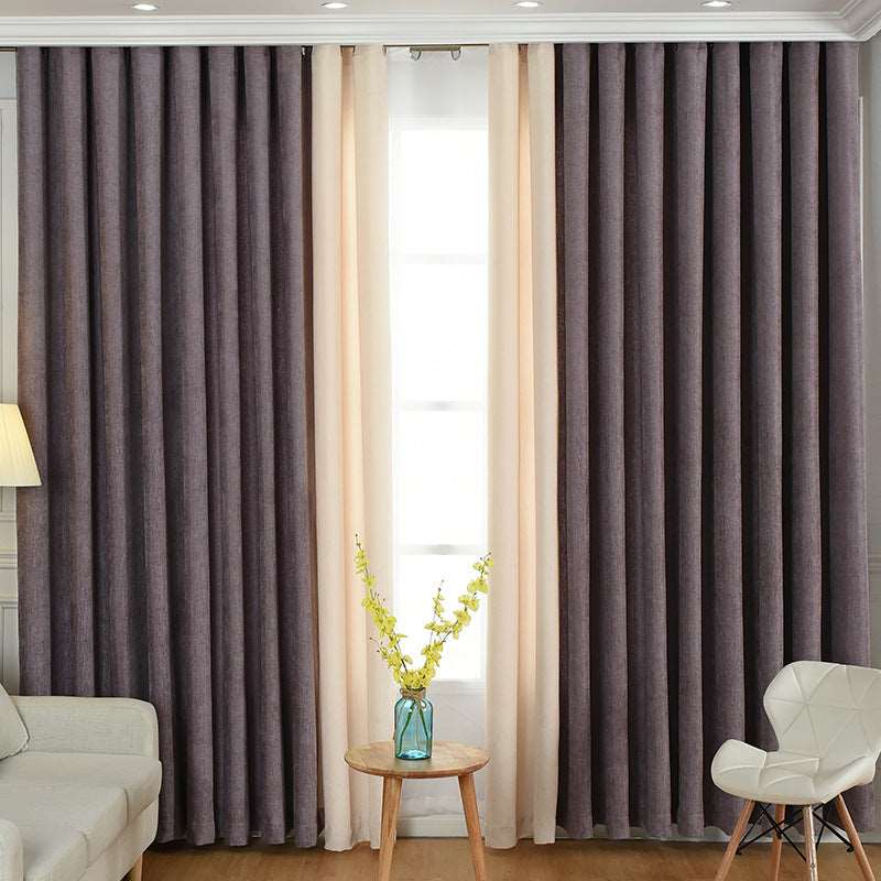 Factory direct stitching simple solid chenille curtain high shading curtain finished living room bedroom curtains - Backyard Store