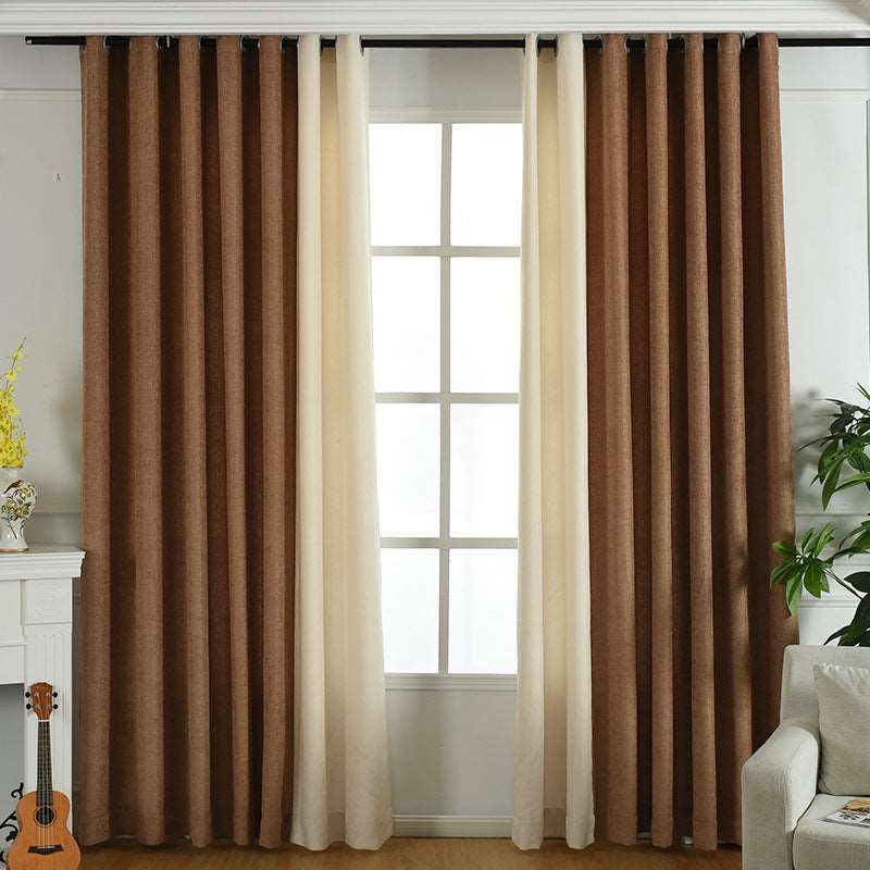 Factory direct stitching simple solid chenille curtain high shading curtain finished living room bedroom curtains - Backyard Store