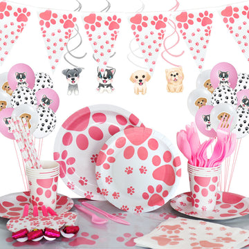 Birthday Party Dog Paw Tableware Set – Fun Party Decoration by Backyard Storez, ideal for adding a playful touch to your pet-themed celebrations.