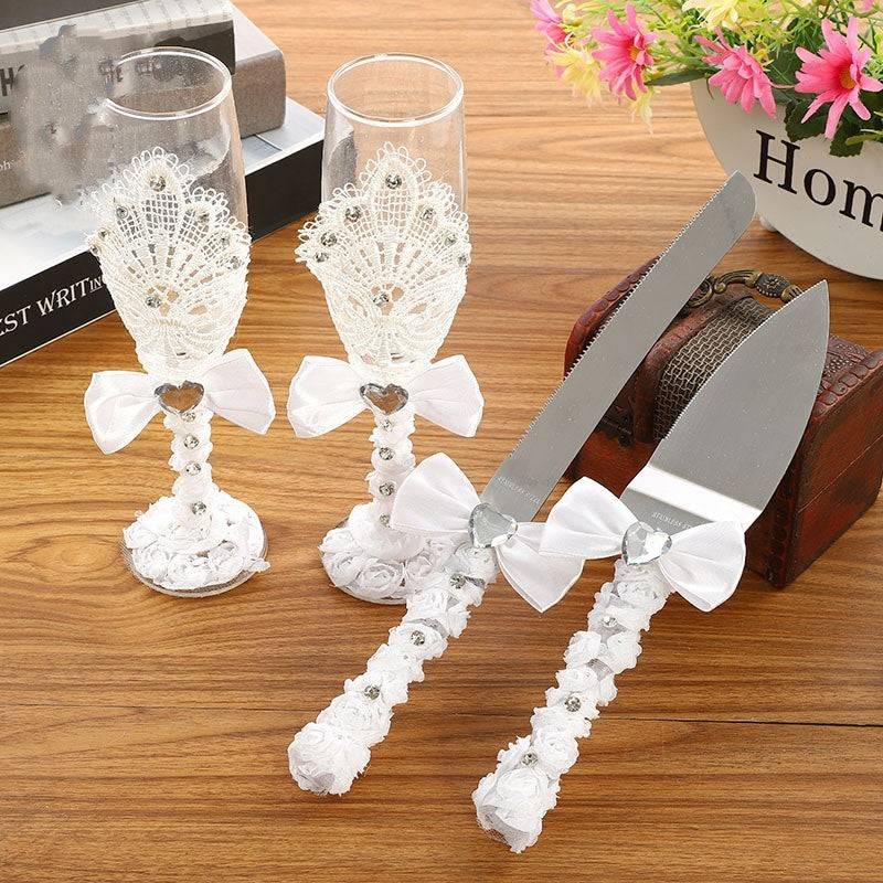 Four-Piece Set of Wine Glasses, Knives, and Forks – Elegant Dining