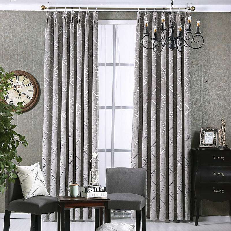 Solid Color Simple Modern Light Luxury Living Room Chenille Blackout Curtains - Backyard Store