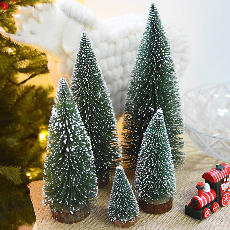 Mini Christmas Tree with Pine Needles – Flocking & White Cedar Tabletop Decoration