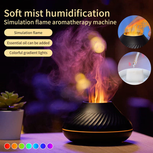 New Volcanic Flame Aroma Diffuser – Portable USB Essential Oil Lamp