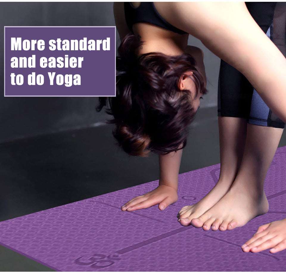 Non Slip TPE Yoga Mat Position Line Beginner - Backyard Store