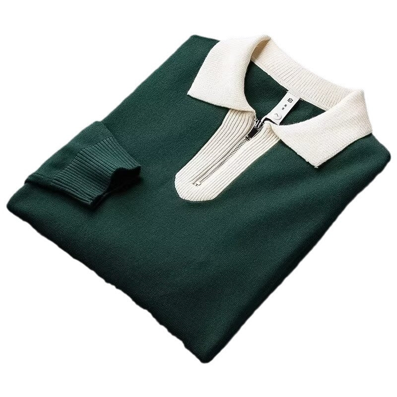 Trendy Brand Men's Lapel Slim Polo Collar Sweater - Backyard Store