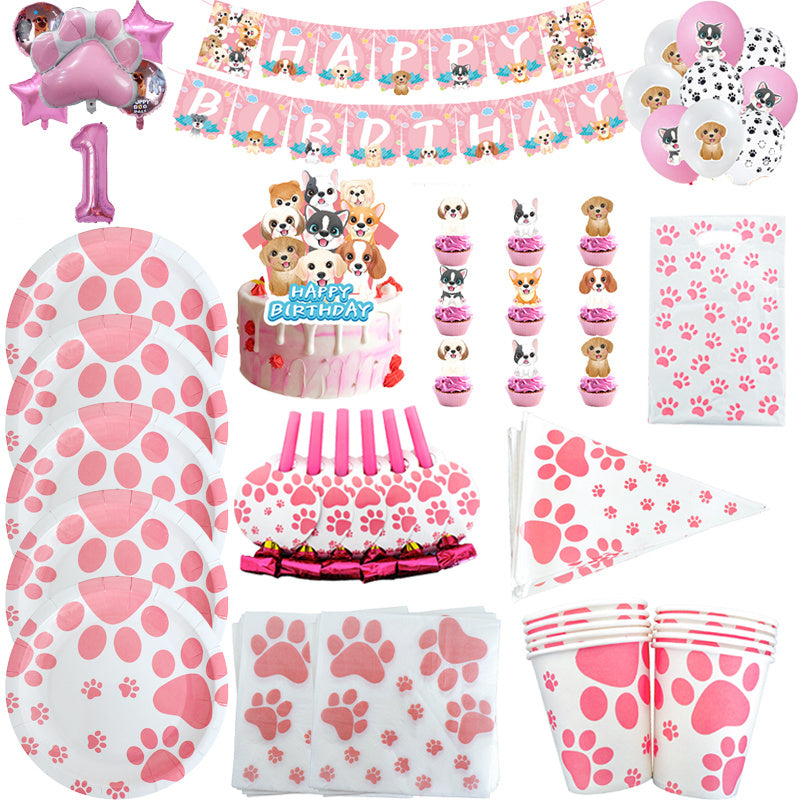 Birthday Party Dog Paw Tableware Set – Fun Party Decoration by Backyard Storez, ideal for adding a playful touch to your pet-themed celebrations.