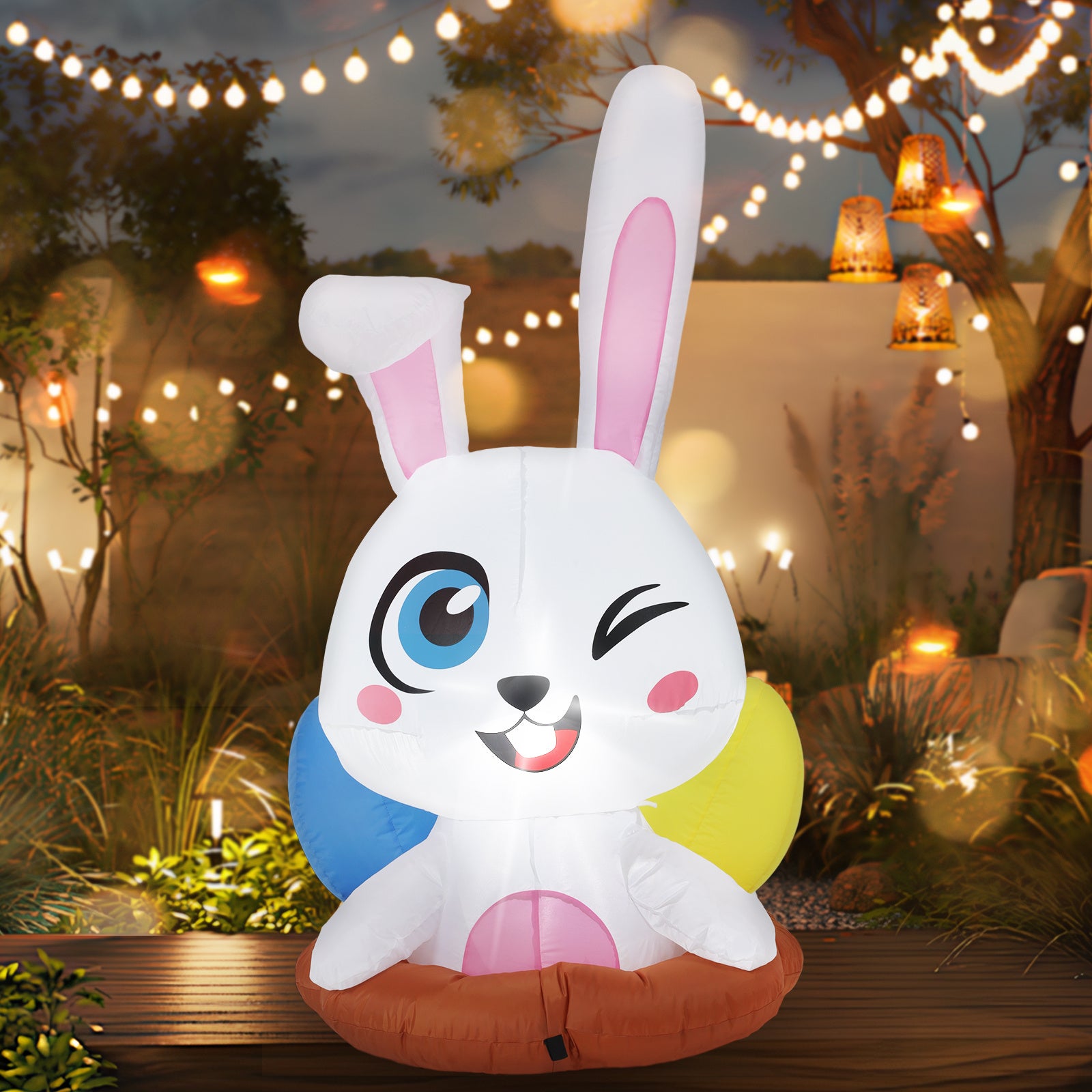 6.2FT LED Cartoon Easter Inflatable Rabbit with Egg – Outdoor Decor by Backyard Storez, perfect for adding a festive touch to your yard or garden.