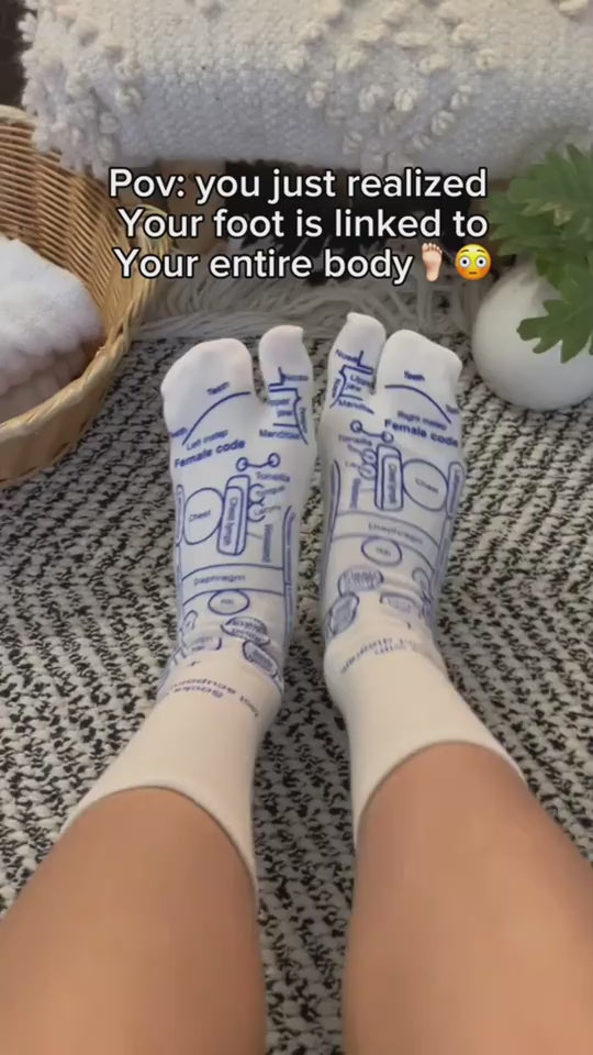 Acupressure foot massager socks designed to relieve tired feet, with reflexology foot points for effective physiotherapy and relaxation.